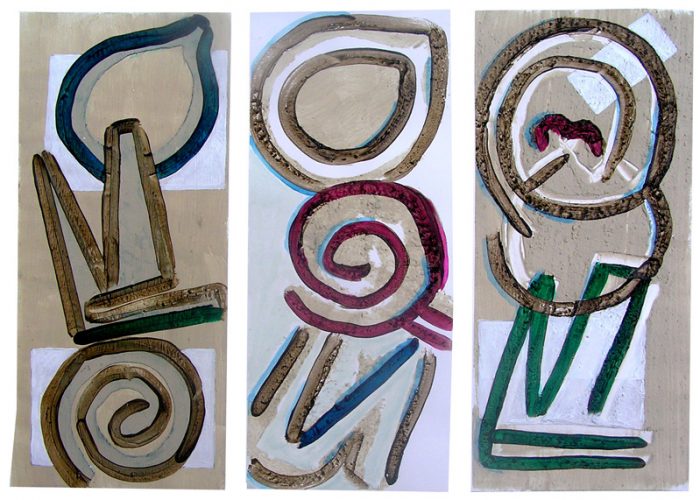 Philippe Touati 2005 - Alphabet du réel - Mortier et acrylique sur papier.