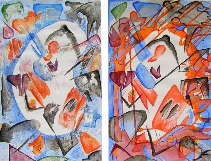 Catherine Turpin 2007 - Peinture île, peintre explorateur -Cartographie imaginaire - Acrylique et collage