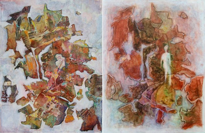 Françoise Guillemare 2007 - Peinture île, peintre explorateur -Cartographie imaginaire - Acrylique et collage