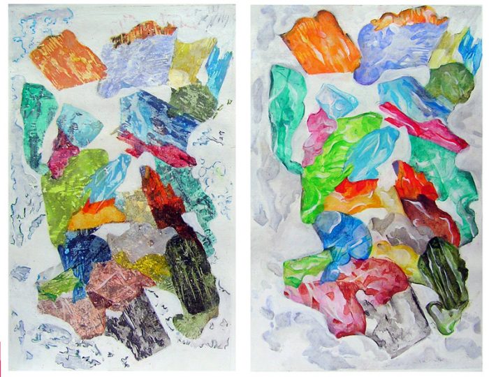 Isabelle Bisson 2007 - Peinture île, peintre explorateur -Cartographie imaginaire - Acrylique et collage