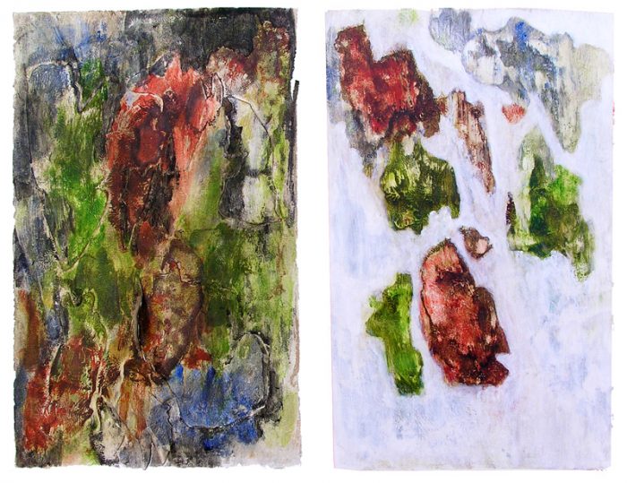 Régine Labouré 2007 - Peinture île, peintre explorateur -Cartographie imaginaire - Acrylique et collage