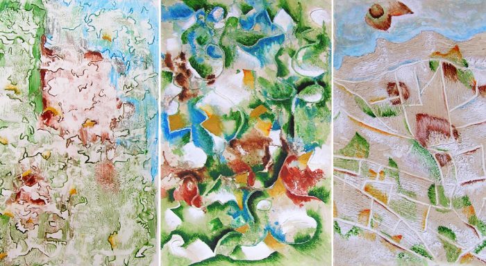 Saïda Nousseir 2007 - Peinture île, peintre explorateur -Cartographie imaginaire - Acrylique et collage