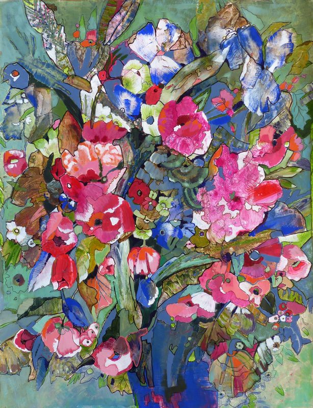 Marie Kresser-Verbois 2017 - La flore sur l'Ile de Pré Britenne - Fleurs imaginaires à partir de taches de peinture.