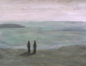 Kati Kukkasniemi 2005 - Deux personnes sur la plage d'un petit port de pêche.