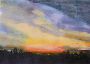 Coucher de soleil - Peinture de Dominique Charbeau