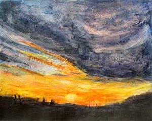 Coucher de soleil - Peinture d'Eliane Le Roux