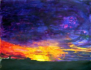 Coucher de soleil - Peinture de Jocelyne Colas