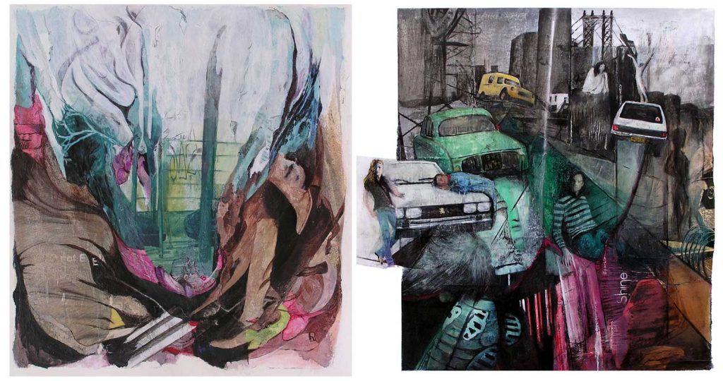 Rencontres imprévues - Peinture et collage de Solenne Blanc, 2007