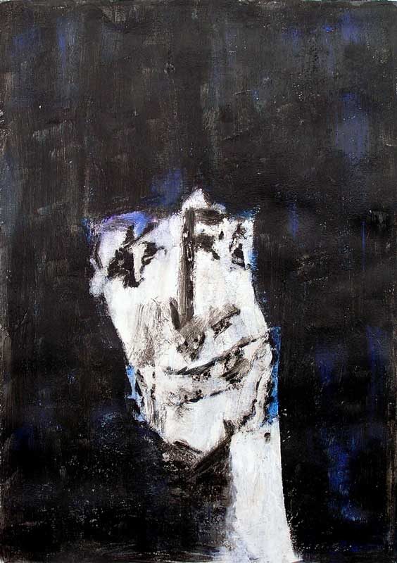 Andrée Job-Querzola 2008 - Portrait en masque - Acrylique sur papier