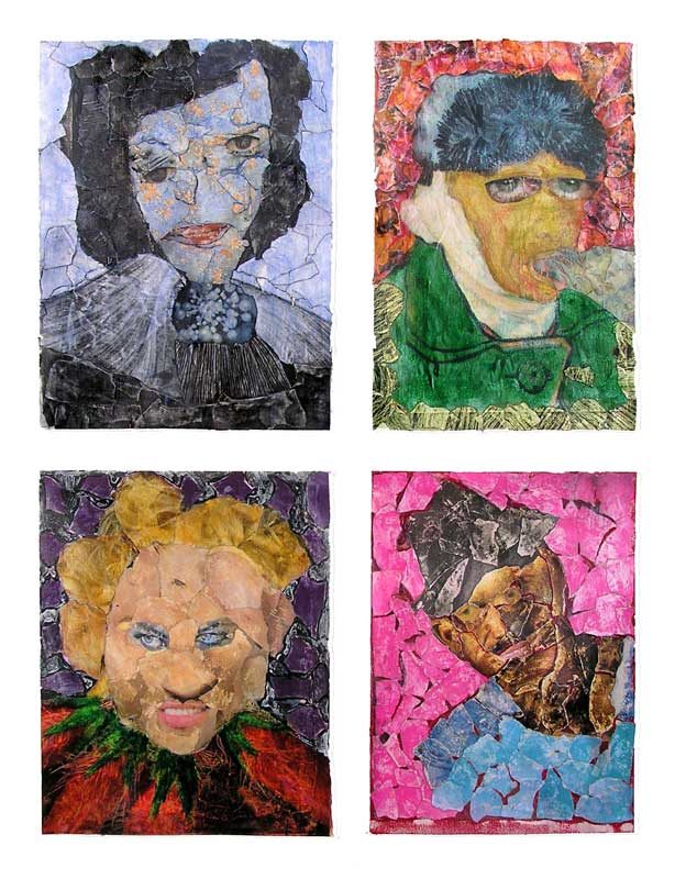 Anum 2008 - Portraits - Acryliques et collages sur papier