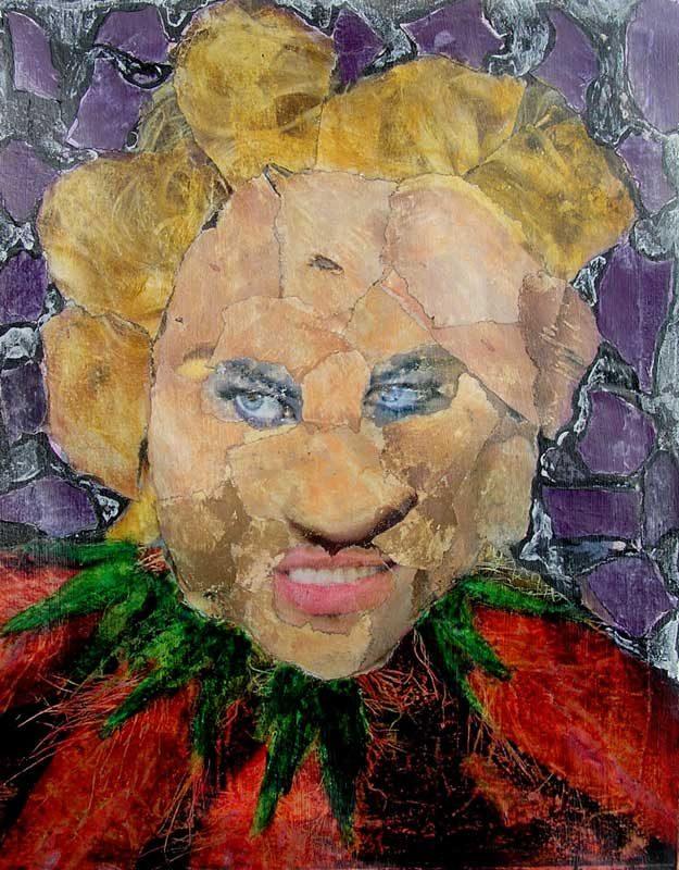 Anum 2008 - Portrait - Acrylique et collage sur papier