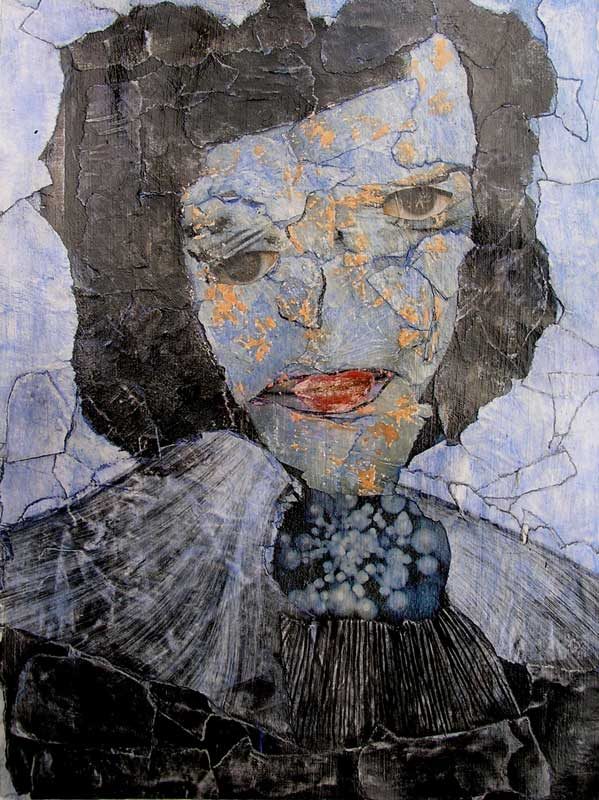 Anum 2008 - Portrait - Acrylique et collage sur papier