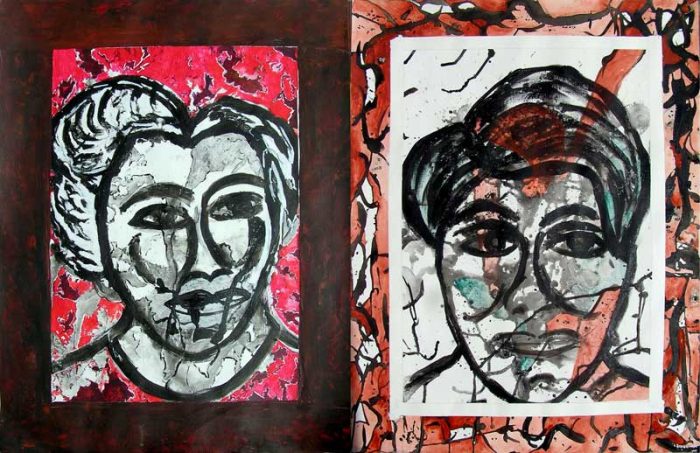 Danielle Reissner 2008 - Portraits en masque - Acryliques sur papier