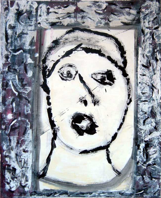 Geneviève Hily-Mane 2008 -  - Portrait en masque - Acrylique sur papier