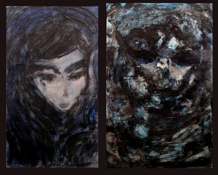 Hélène Couturier 2008 - Portraits en masque - Acryliques sur papier