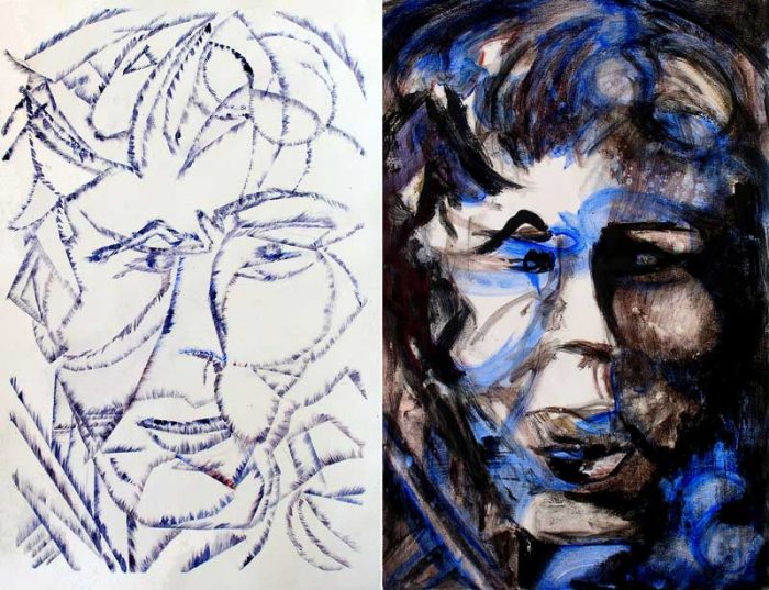 Jacqueline Gagnès-Deneux 2008 - Portraits en masque - Acryliques sur papier