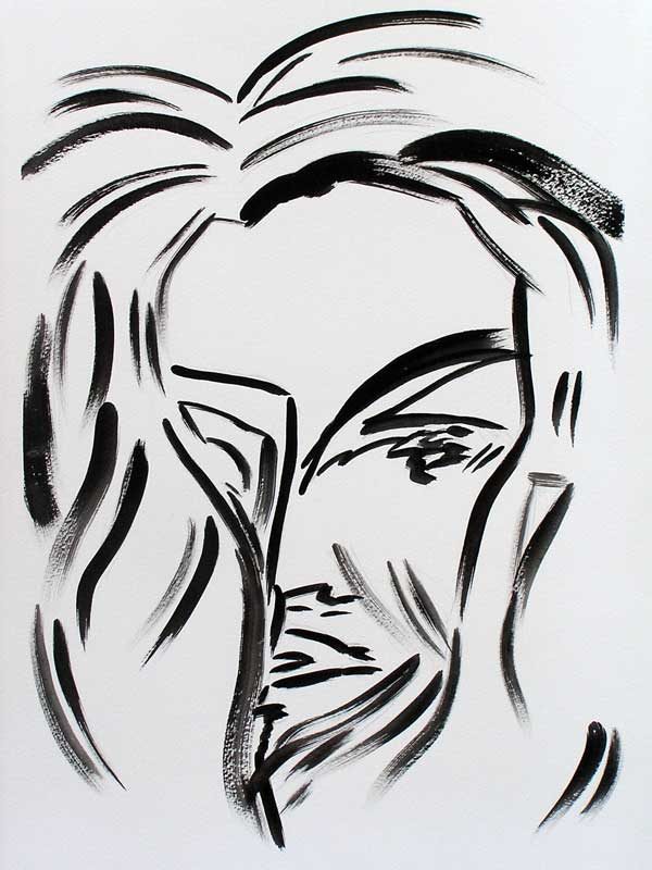 Martine Lucy 2008 - Portrait en masque - Acrylique sur papier