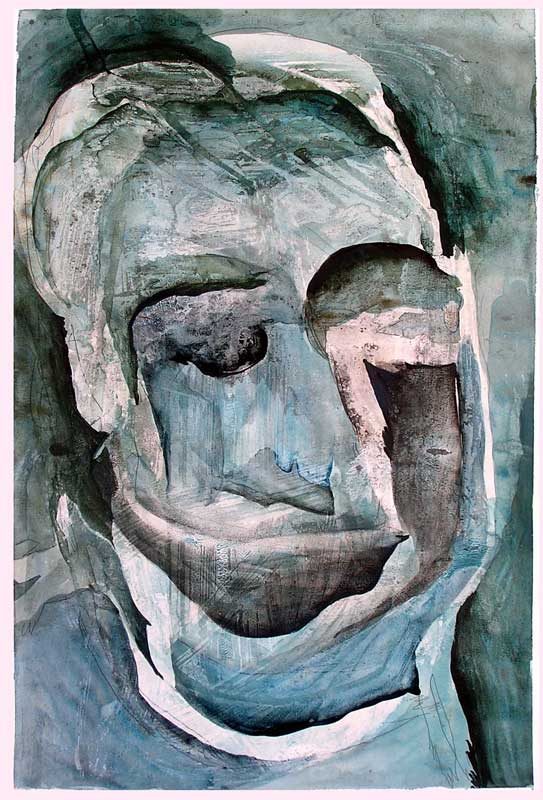 Solenne Blanc 2008 - Portrait en masque - Acrylique sur papier