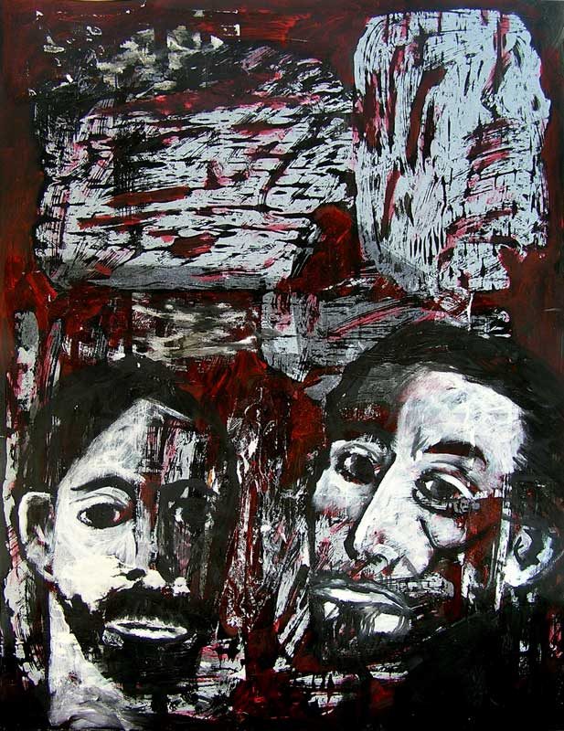 Stéphanie Faivre 2008 -Portraits - Acrylique sur papier avec monotype