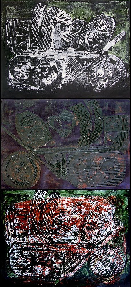 Pauline Dautel 2008 - Machine à peindre - Collage relief et monotypes