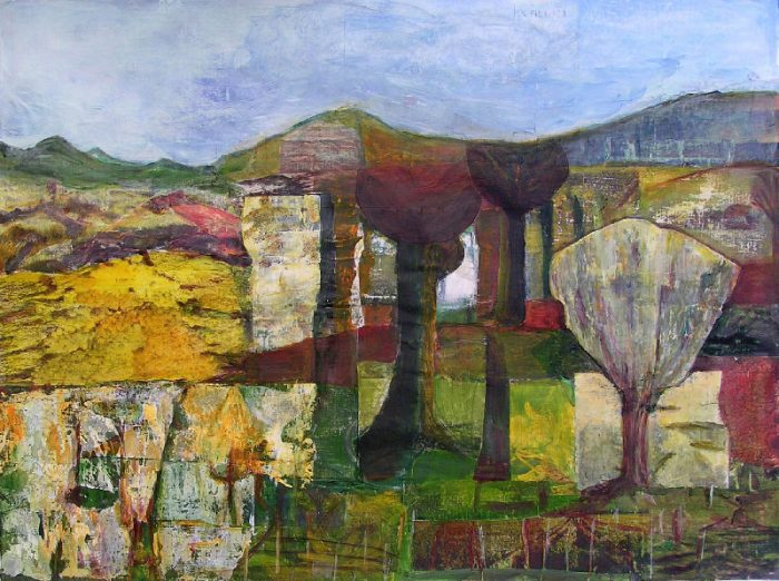 Eliane Le Roux 2008 - Paysage à inventer - Acrylique sur papier collé poncé.