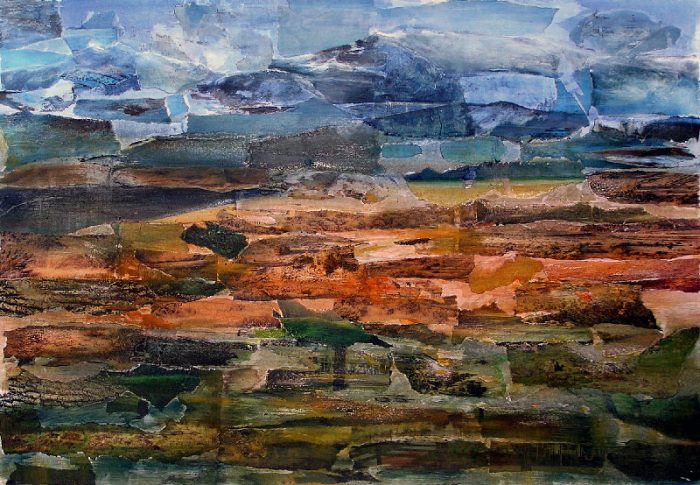 Françoise Guillemare 2008 - Paysage à inventer - Acrylique sur papier collé poncé.