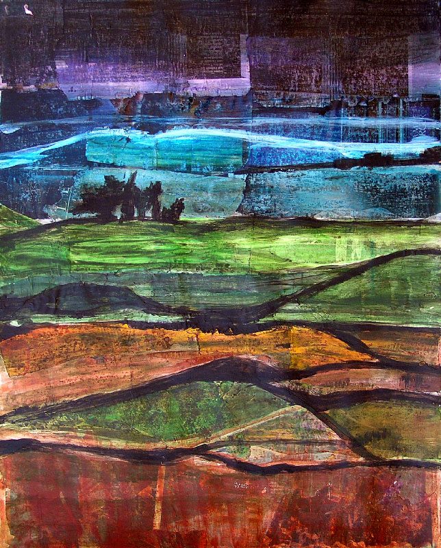 Jacqueline Putatti 2008 - Paysage à inventer - Acrylique sur papier collé poncé.