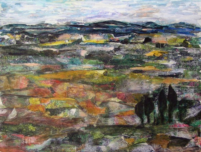 Mireille Vincent 2008 - Paysage à inventer - Acrylique sur papier collé poncé.