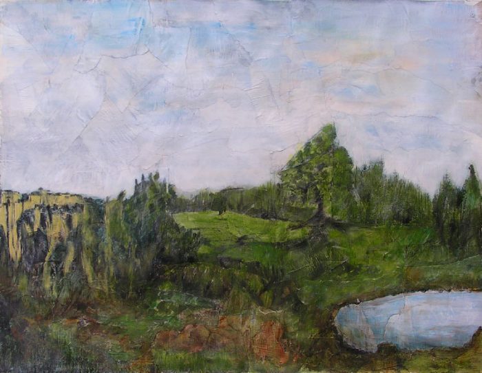 Muriel Montaudouin-Sharma 2008 - Paysage à inventer - Acrylique sur papier collé poncé.