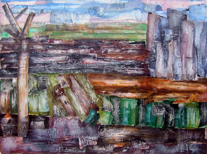 Pauline Dautel 2008 - Paysage à inventer - Acrylique sur papier collé poncé.