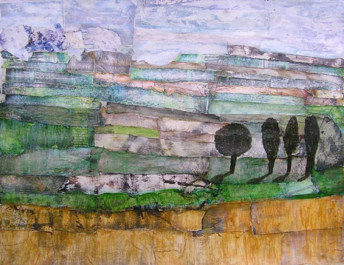 Philippe Touati 2008 - Paysage à inventer - Acrylique sur papier collé poncé.