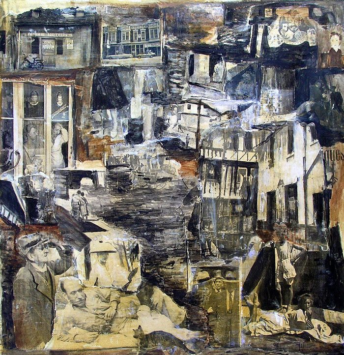 Françoise Leboullenger 2008 - L'énigme d'une rue - Collage et acrylique