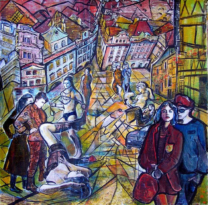 Jacqueline Gagnès-Deneux 2008 - L'énigme d'une rue - Collage et acrylique