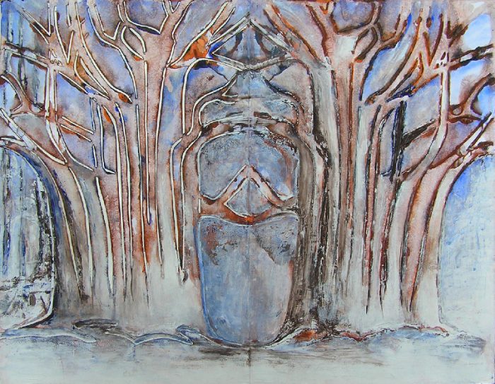 Lucienne Cywier 2008 - Arbres - Lavis et empreinte avec utilisation d'un pochoir (VIII)