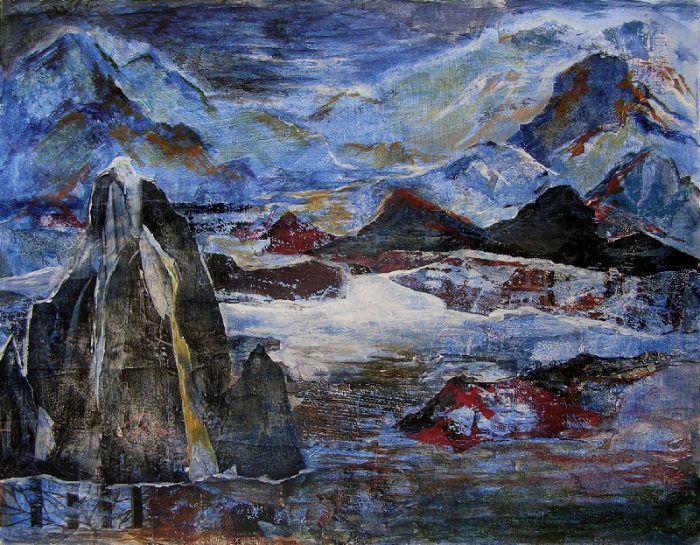 Alessandra Benech 2009 - Le rocher rêve de montagne - Acrylique sur papier collé.