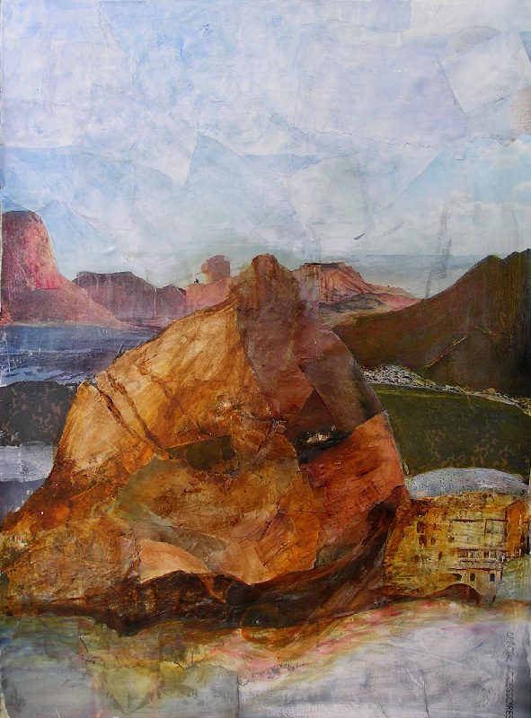 Eliane Le Roux 2009 - Le rocher rêve de montagne - Acrylique sur papier collé.