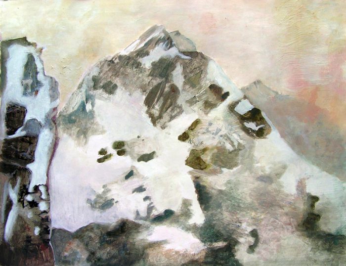 Elise Durand-Bazin 2009 - Paysage de montagne - Acrylique sur transferts