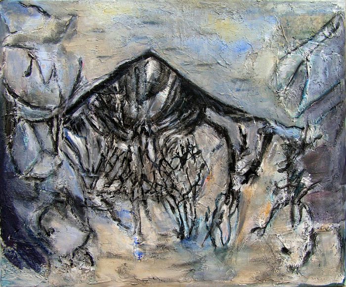 Madeleine Gautier-Brun 2009 - Paysage de montagne - Acrylique sur mortier (I)