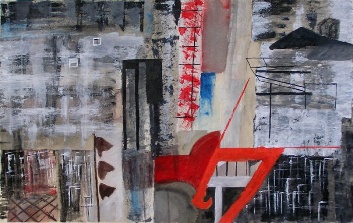 Janine Bailliez 2009 - Abstraction en chantier - acrylique sur transferts