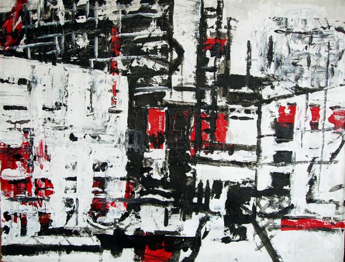 Nathalie Grange 2009 - Abstraction en chantier - acrylique sur transferts