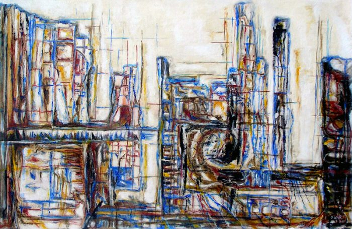 Oanh 2009 - Abstraction en chantier - acrylique sur transferts