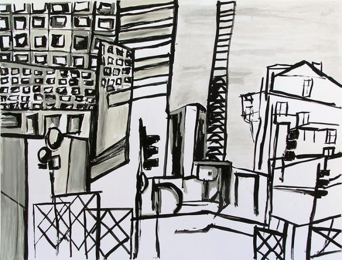 Pauline Dautel 2009 - Abstraction en chantier - Dessin à l'acrylique et lavis