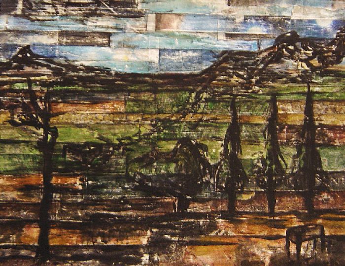 Stéphanie R-T 2008 - Paysage à inventer - Acrylique sur papier collé poncé.