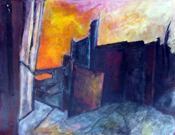 Ladin Sabras 2018 - Ruine industrielle (II)- Acrylique sur papier 50 x 65 cm