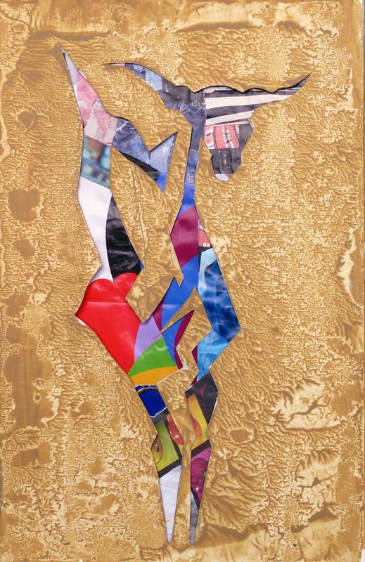 Yolande Bernard 2019 - Chimère 5 - Acrylique et collage sur papier 32,5 x 50 cm