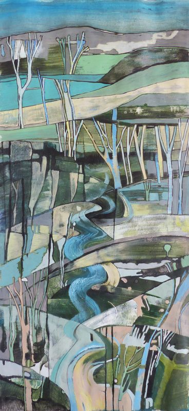 Marie Kresser-Verbois 2019 - Paysage vertical (II) - Acrylique  sur papier 28 x 60 cm