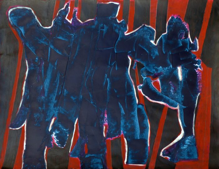 Madeleine Gautier-Brun 2019 - Danse et lutte - Acrylique sur papier 50 x 65 cm