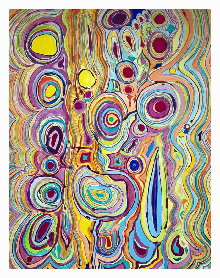Mireille Vincent 2021 - La couleur fait des bulles - Acrylique sur papier 50 x 65 cm