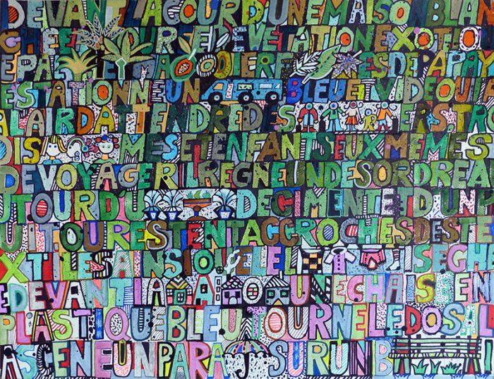 Marie Kresser-Verbois 2023 -  Sujet n°284 - Le réel décrypté - Acrylique et Posca sur papier 50 x 65 cm