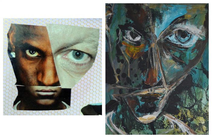 Ladin Sabras 2023 - Personnage d'emprunt - n°283 - Collage et peinture d'après collage